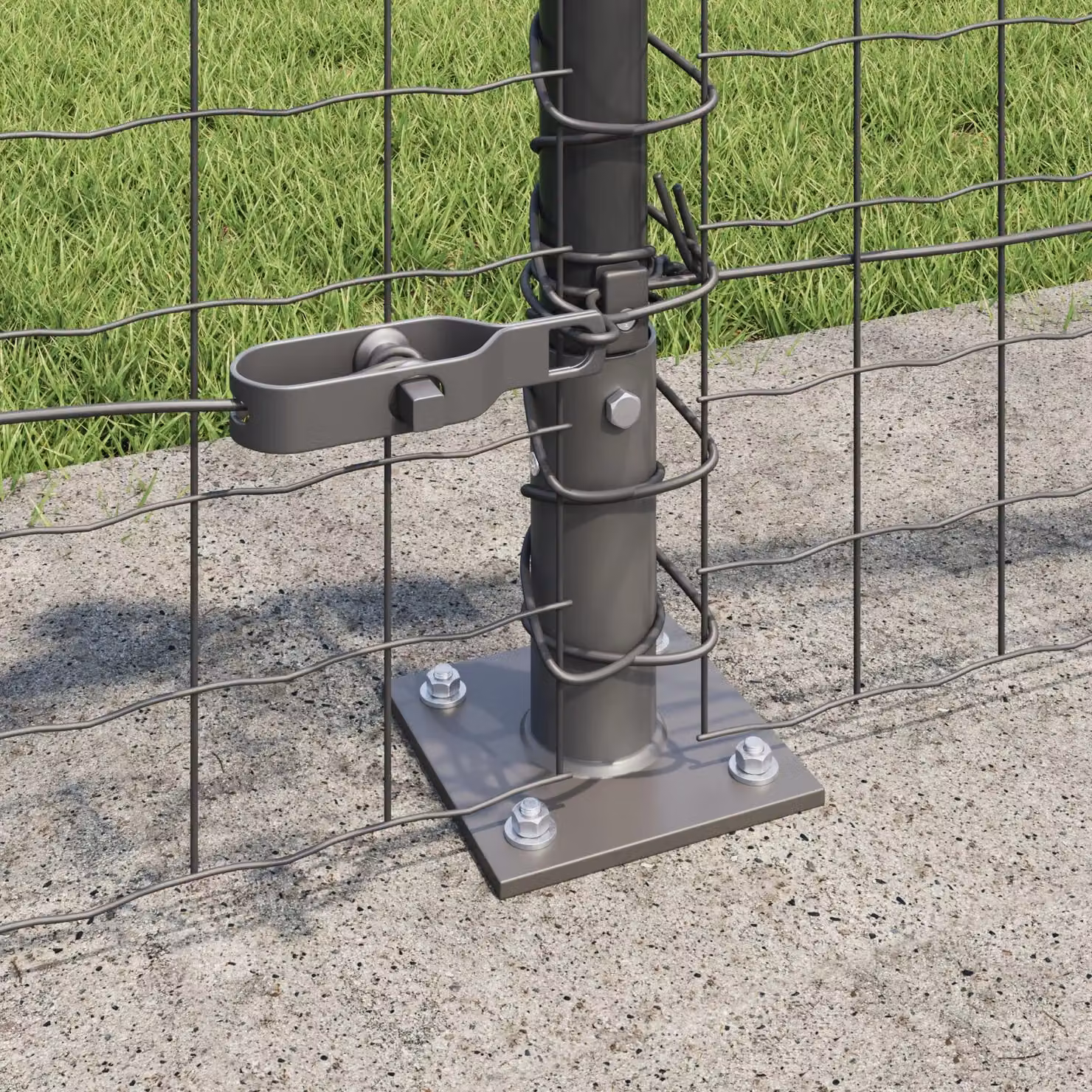Berkfield Home Set of 26 Grey Square Concrete and Metal Fence Posts, W/D/H: 3.2 x 3.2 x 70 cm – 2