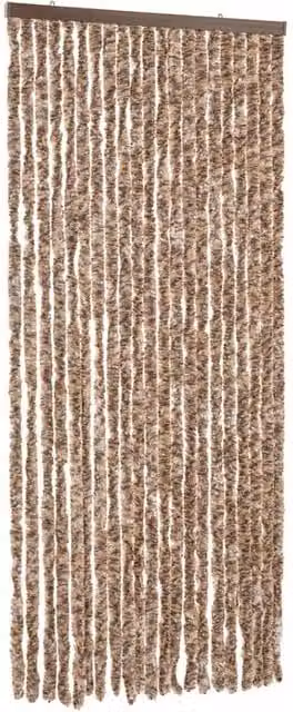 Berkfield Home Chenille Thermal Insulating Fly Curtain in Beige and Brown, W/H: 90 x 220 cm