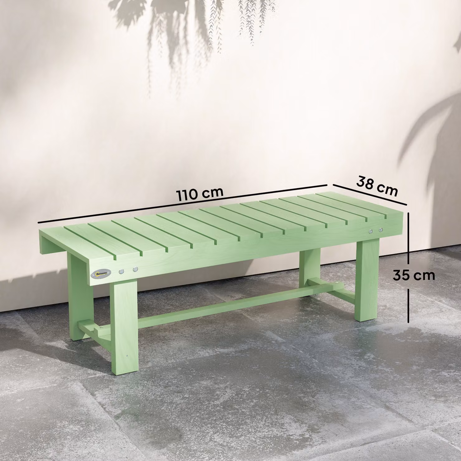 Outsunny Green Wooden Garden Bench with Slatted Seat – 3