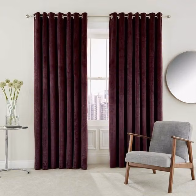 Helena Springfield Escala Lined Eyelet Curtains, Purple, W: 167.64 cm, H: 137.16 cm