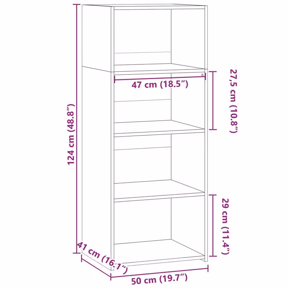 Berkfield Home Modern Highboard in Concrete Grey, W/D/H: 50 x 41 x 124 cm – 4