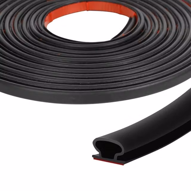 NESTLUNE Self-Adhesive Silicone Door Weather Strip Seal in Black, Profile D, 6 m x 52 mm