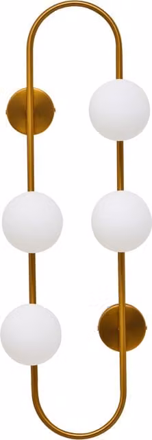 Orsina Four Bulb Minimalist Oval Wall Sconce with White Glass and Gold Brass Metal Frame