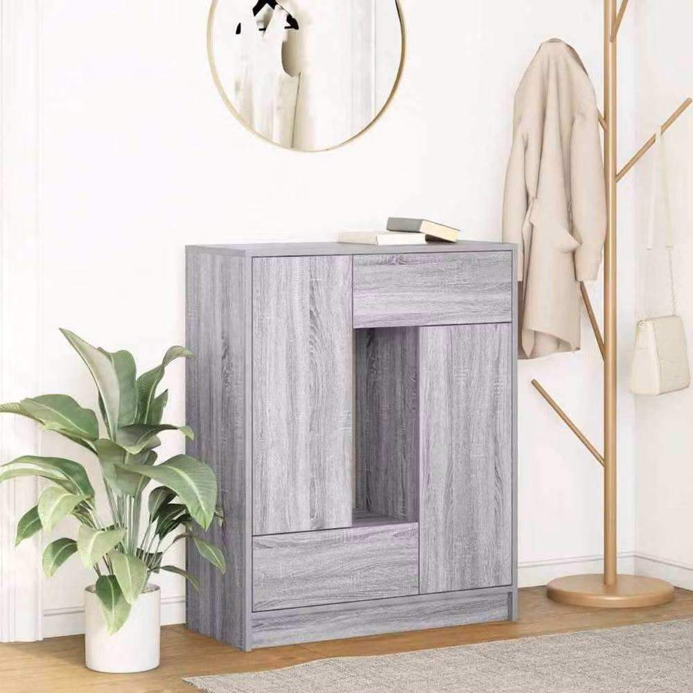 Berkfield Home Modern Sideboard with Drawers and Doors in Grey Sonoma, W/D/H: 73 x 31 x 90 cm – 2