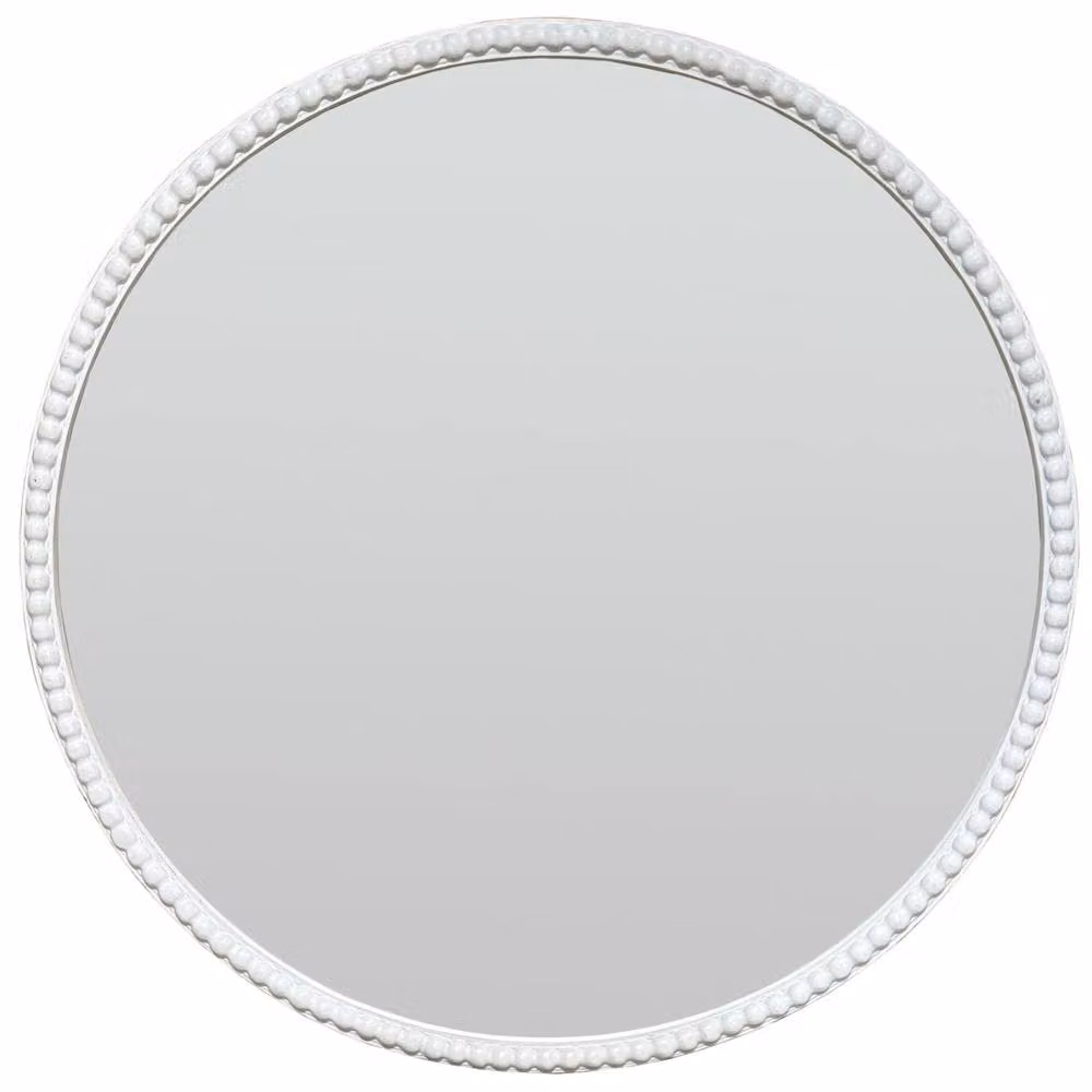 Wyld Haus White Beaded Round Boho Wall Mirror – 2