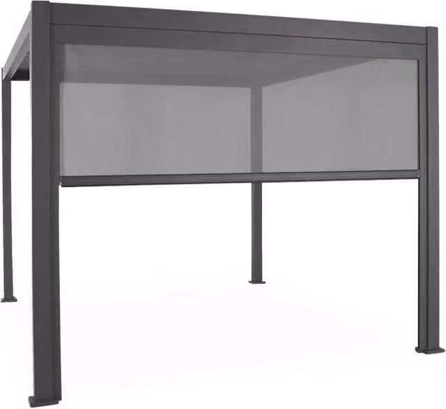Sweekeet Aluminium Louvered Pergola with 3m Blind in Dark Grey, W: 400 cm, D: 300 cm