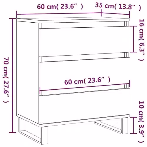 vidaXL Modern Sideboard in Brown, W/D/H: 60 x 35 x 70 cm – 3