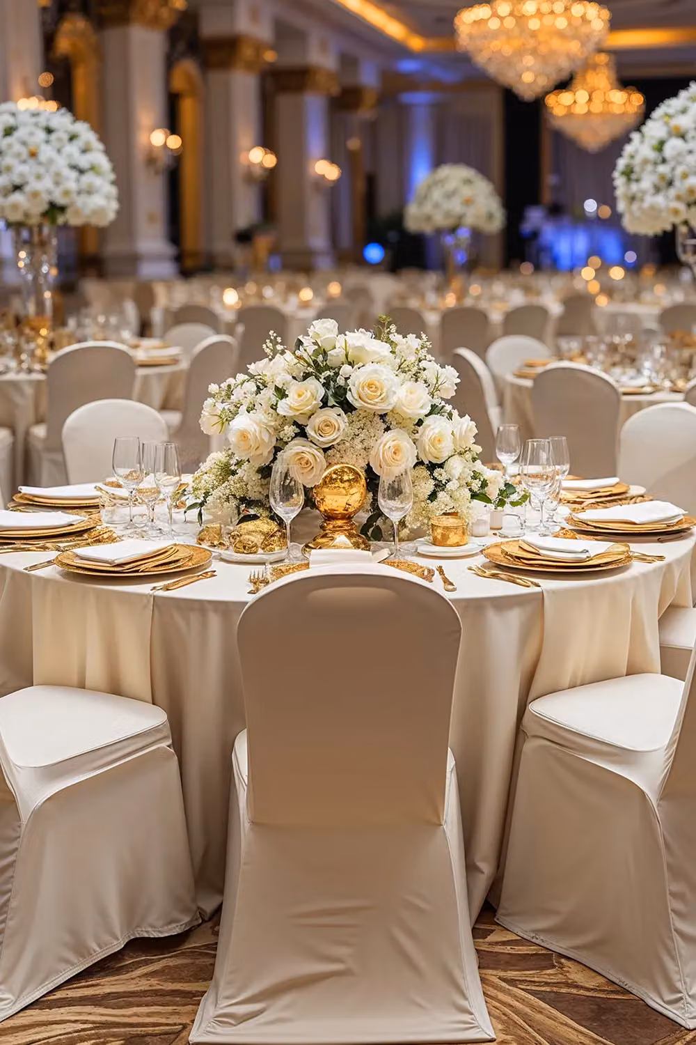 Neel Blue 10-Piece Spandex Polyester Stretch Dining Chair Covers in Ivory – 2