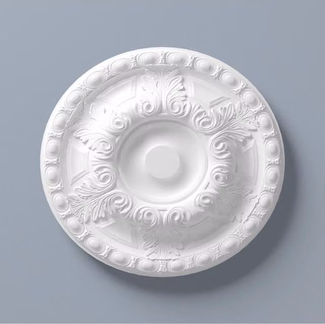 NMC White Decorative Floral Round Ceiling Rose with Adhesive