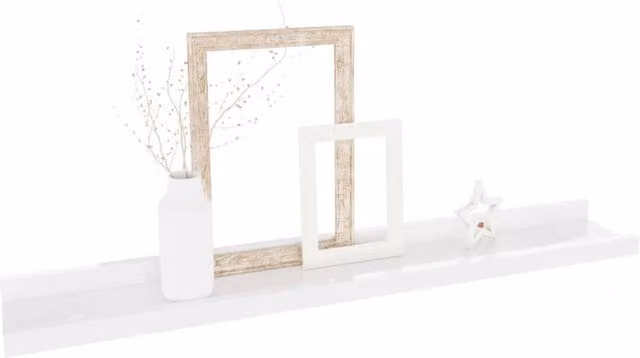 Berkfield Home Decorative Wall Shelves, 2 Piece, High Gloss White, W: 60 cm, D: 9 cm, H: 3 cm
