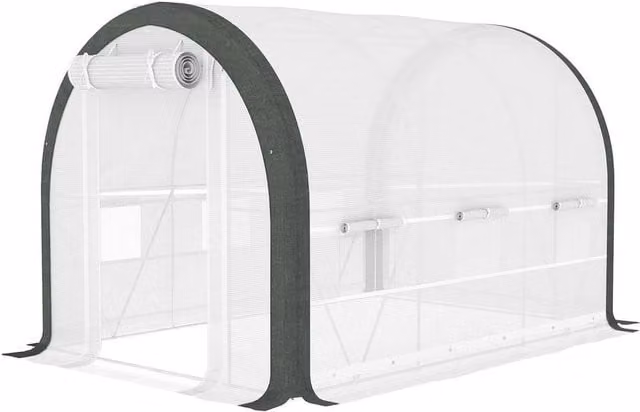 FLAVORA Upgraded White Polytunnel Greenhouse with Window and Galvanised Steel Frame, W: 3 m, D: 2 m, H: 2 m – 1