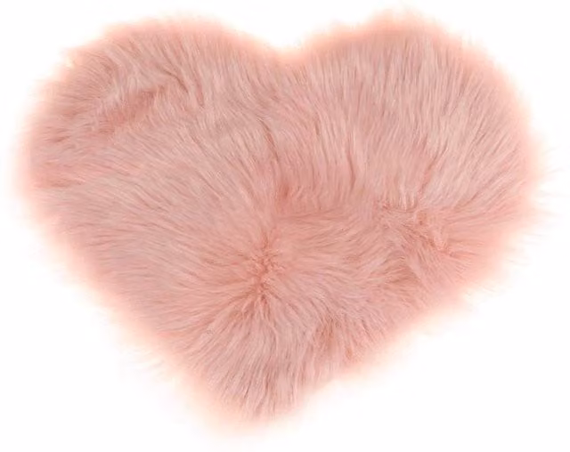 Livingandhome Heart Shaped Shaggy Area Rug in Pink
