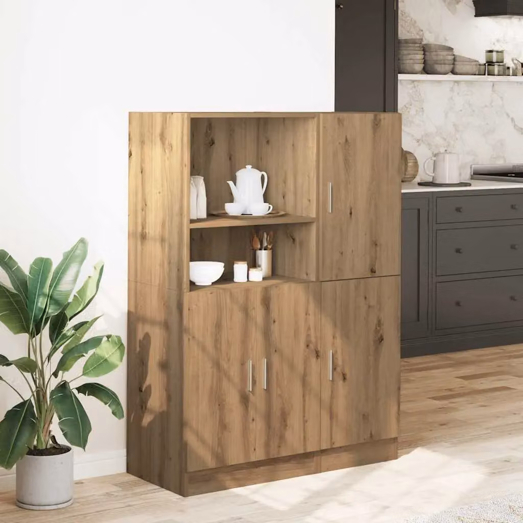 Berkfield Home 2 Piece Artisan Oak Kitchen Cabinet Set in Brown – 2