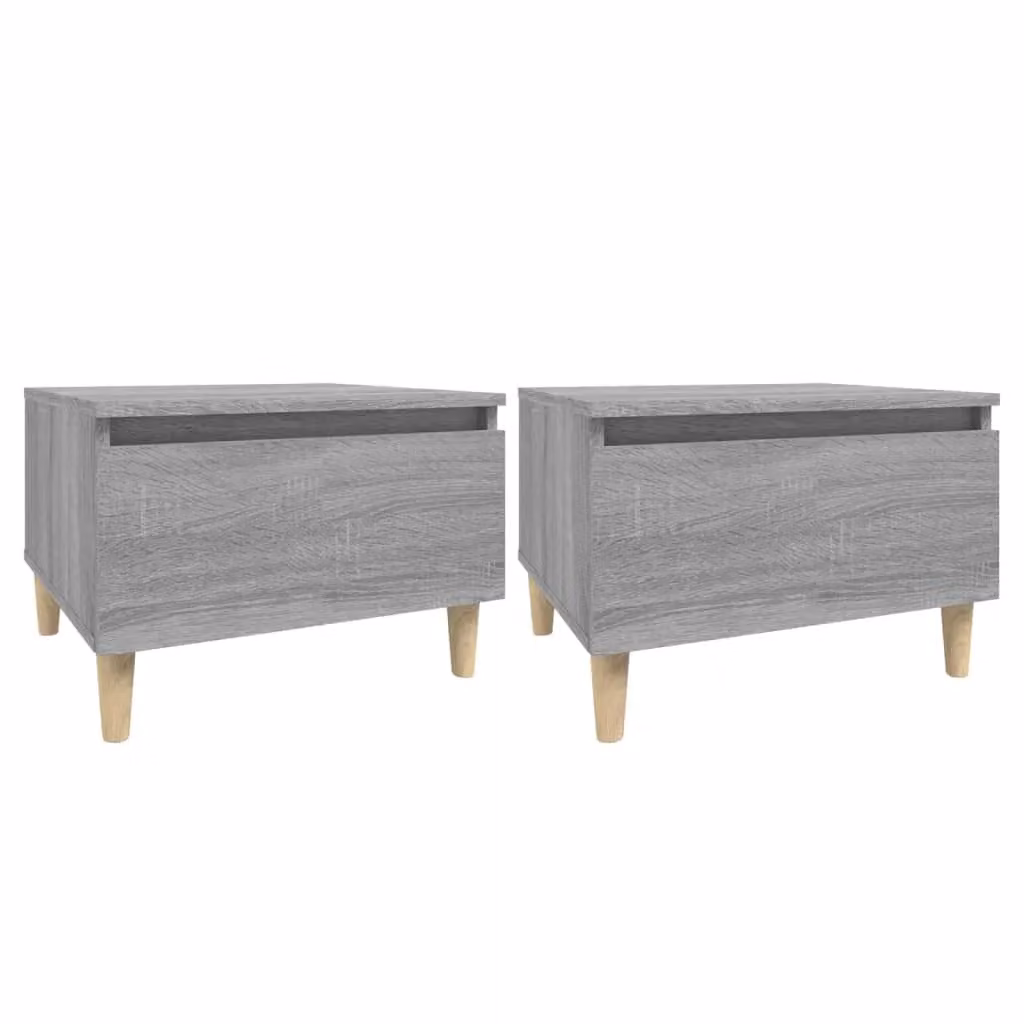 Berkfield Home Set of 2 Grey Sonoma Side Tables, W/D/H: 50 x 46 x 35 cm – 1