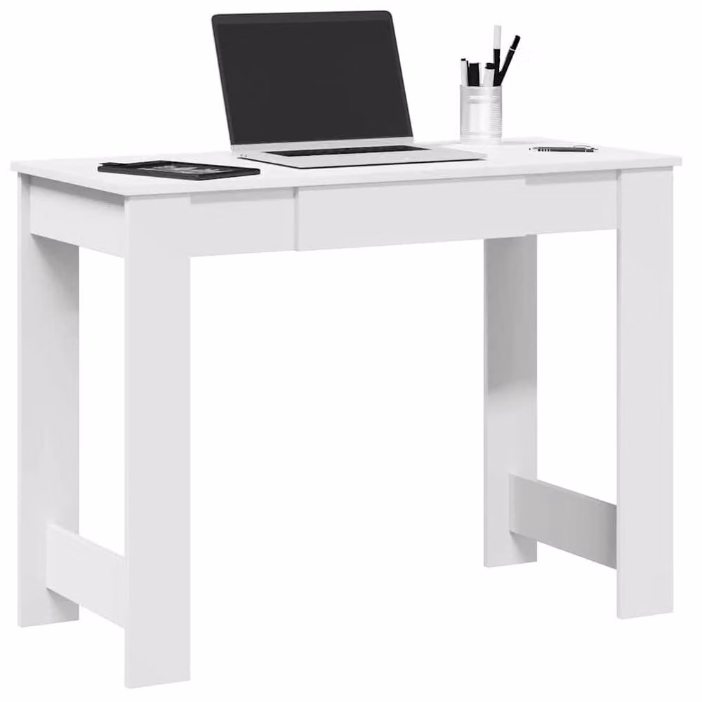Berkfield Home White Writing Desk in Engineered Wood, W/D/H: 100 x 45 x 75 cm – 2