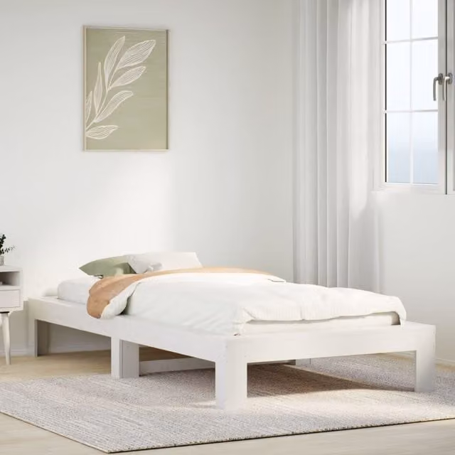 Berkfield Home Small Single Solid Wood Pine Bed Frame, White, W: 75 cm x L: 190 cm