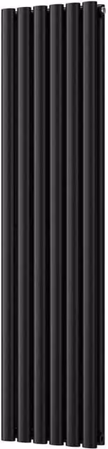 Omeara Black Vertical Double Panel Wall Radiator, W: 34.8 cm, H: 140 cm