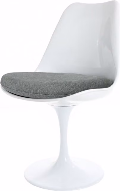 Fusion Living White Tulip Swivel Dining Chair with Grey Velvet Cushion