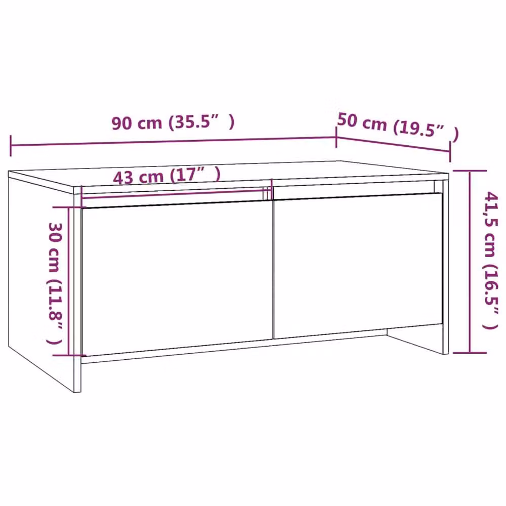 Berkfield Home Modern Rectangular Coffee Table in Brown Oak, W/D/H: 90 x 50 x 41.5 cm – 4