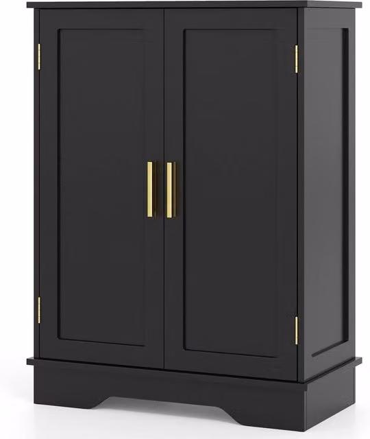 NESTLUNE Modern Double-door Freestanding Floor Cabinet in Black and Gold, W/D/H: 100 x 15 x 15 cm – 1