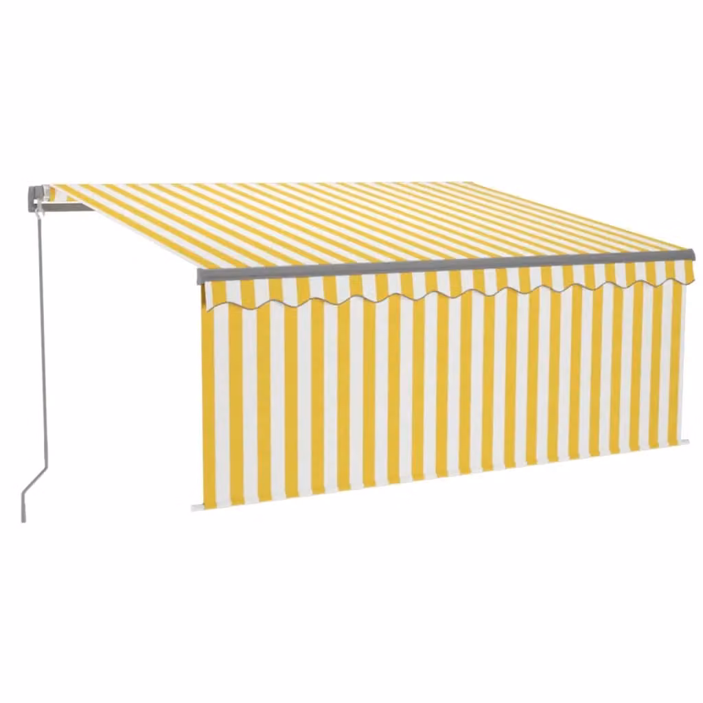 Berkfield Home Manual Retractable Awning with Blind and LED in Yellow and White, W: 350 cm, D: 250 cm – 2