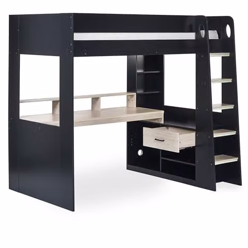 Julian Bowen Blaze Single Gaming Highsleeper Bed in Black and Oak with Stairs and Drawers – 3
