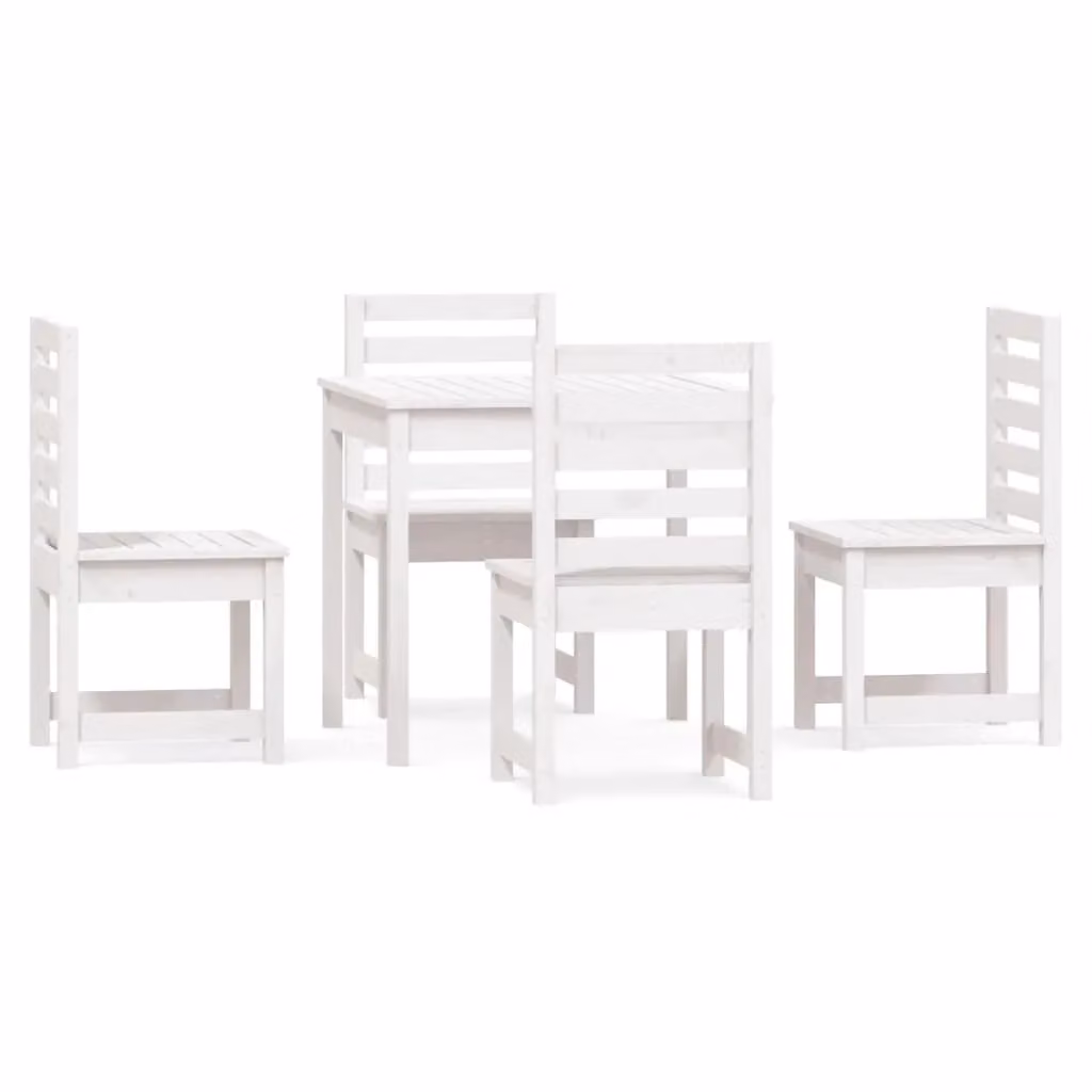Berkfield Home 5 Piece Garden Dining Set in White Solid Pine Wood – 2
