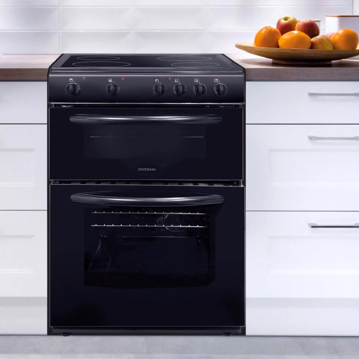 Statesman Fan Assisted Double Oven Electric Cooker in Black – 3