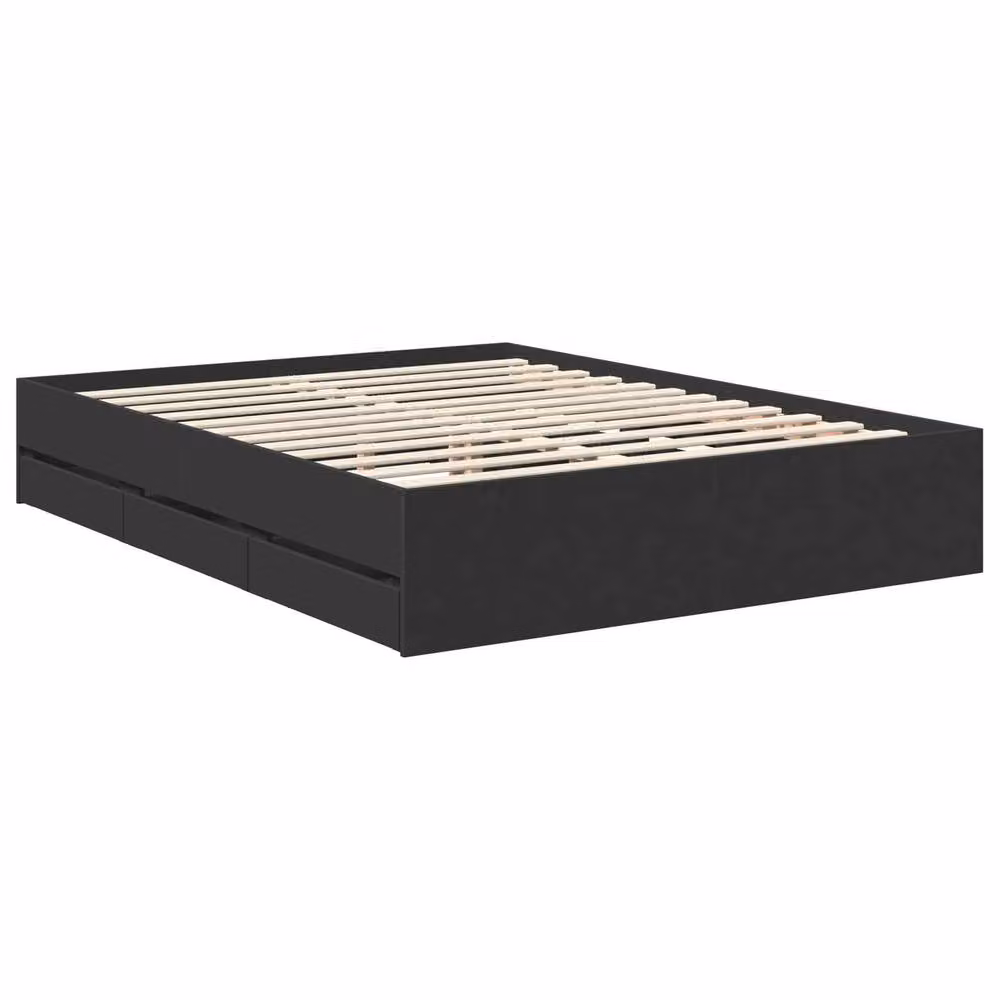 Berkfield Home Modern Bed Frame with Drawers in Black, Engineered Wood, 150 x 200 cm – 3