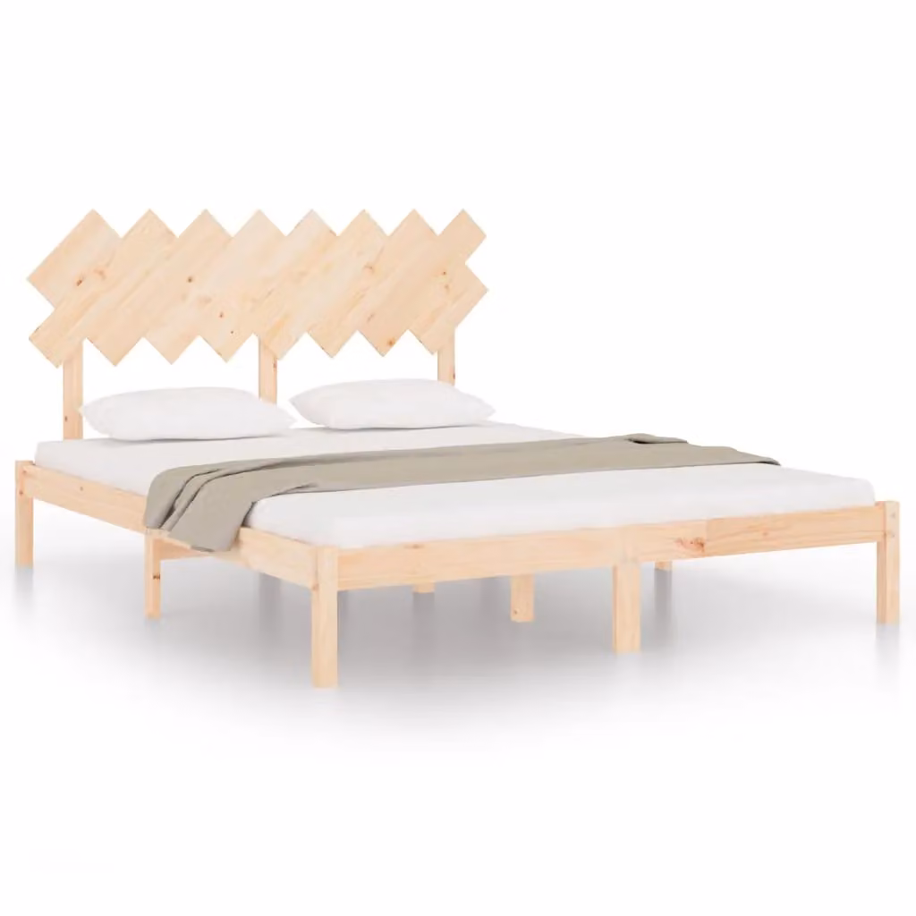 Berkfield Home Modern Solid Pine Wood Bed Frame, Brown, W/D/H: 160 x 200 cm – 2