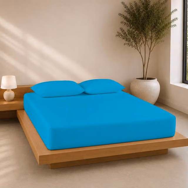 Lazzaro Home Feel the Difference Exclusive Microfibre Fitted Sheets in Turquoise, Super King, W/D/H: 200 x 200 x 40 cm – 1