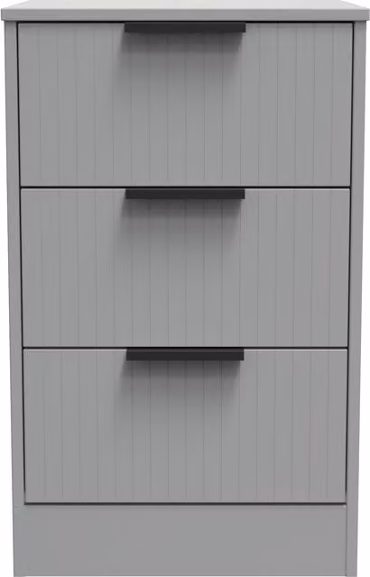 Ready Assembled 2 U Denver 3 Drawer Bedside Cabinet in Grey – 1