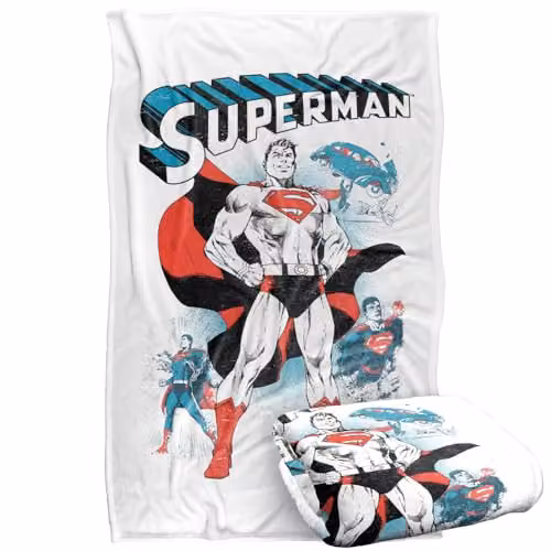 Warner Bros. Superman Panel Pose Silky Touch Super Soft Fleece Throw Blanket, Multicolour, W: 91.44 cm x D: 147 cm – 1