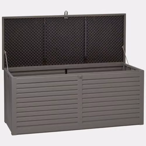 Garden Gear Grey Lockable Polypropylene Patio Storage Box with Sit-on Lid and 490 Litre Capacity