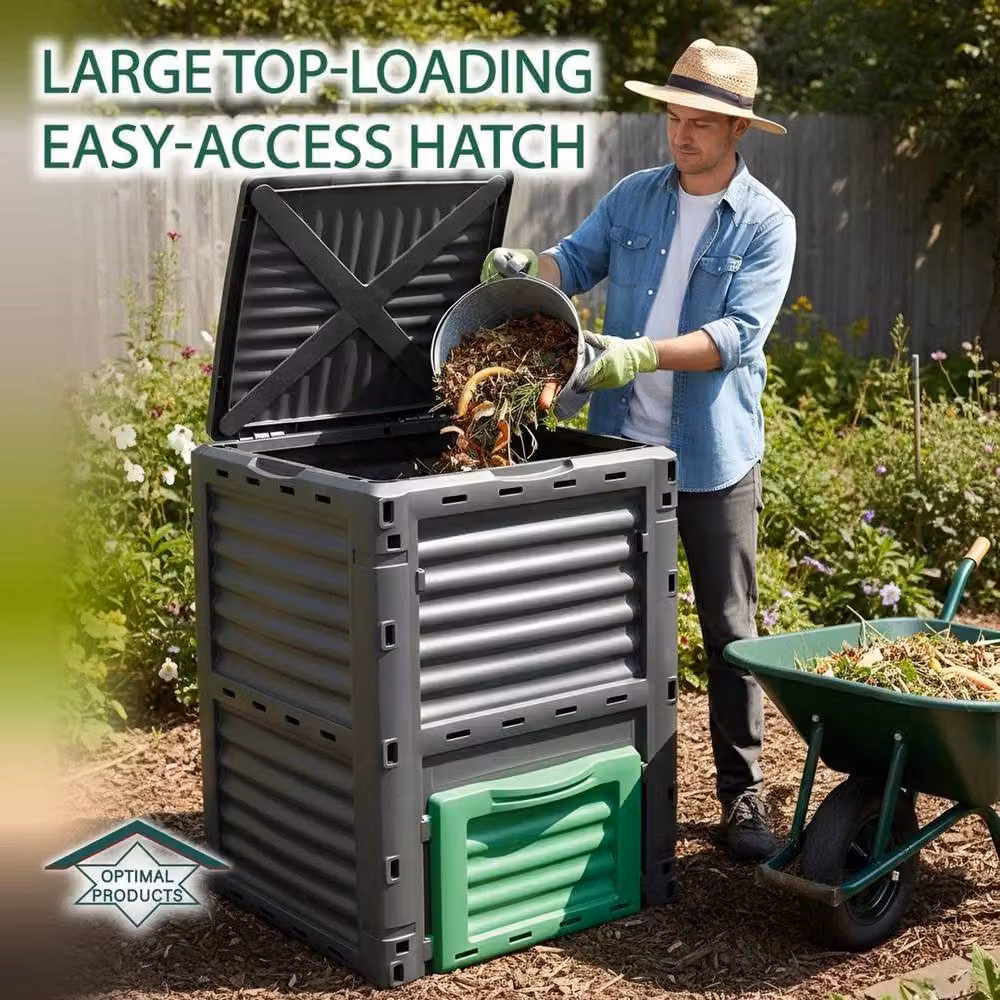 SPETLEK Black BPA Free Plastic Composter Bin with Flip Lid – 4
