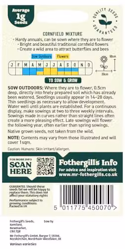 Mr Fothergill's Oh Sow Simple Wildflower Cornfield Mix Multicolour Flower Seeds – 2