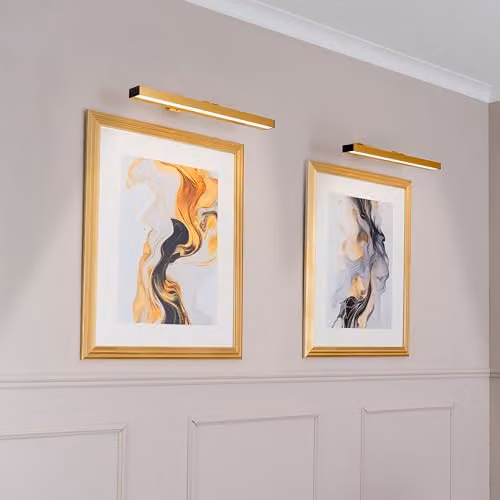 ValueLights Ryle Set of 2 Rechargeable Touch Dimmer Picture Wall Lights in Gold/Brass – 2