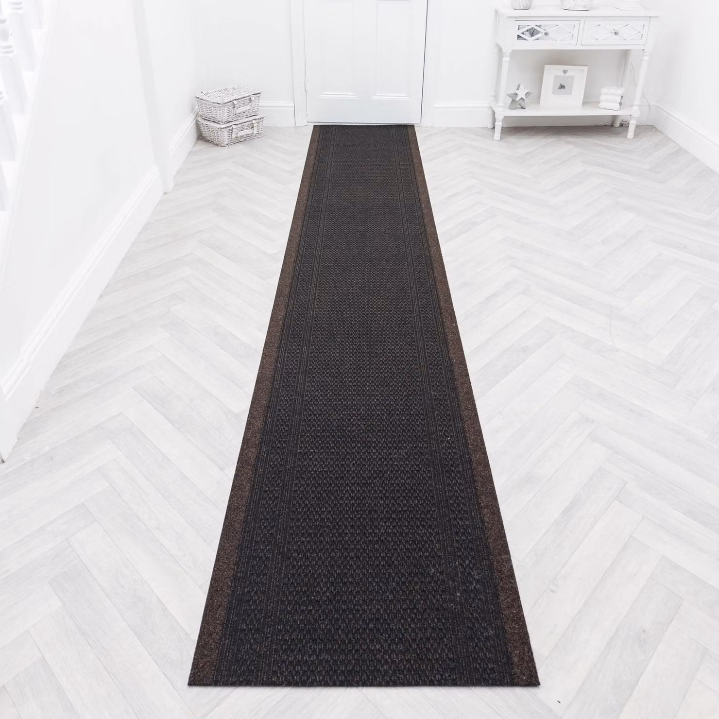 runrug Aztec Hallway Carpet Runner Rug in Dark Brown, W: 80 cm, L: 240 cm – 5