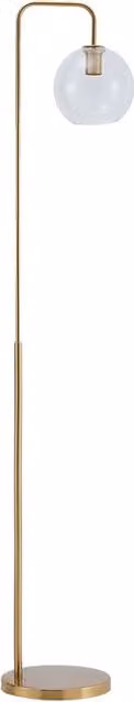 Living Star Modern Arc Floor Lamp in Gold and Brass with Transparent Glass Shade