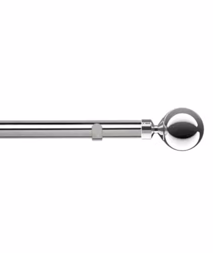 New Edge Blinds Silver 28mm Metal Eyelet Curtain Pole Set with Met Ball Finials