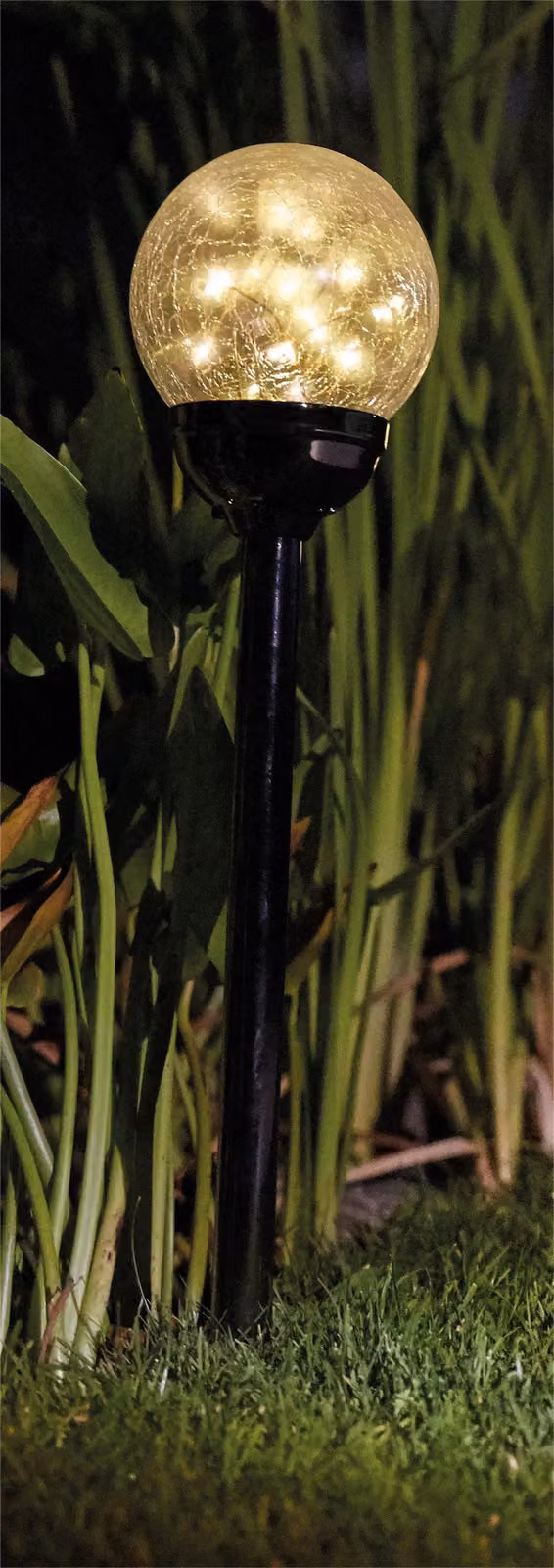 Luxform Mambo Solar LED Sphere Spike Light in Black and Stainless Steel – 3