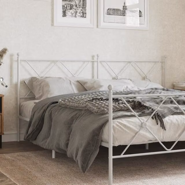 Berkfield Home Classic Metal Headboard in White, 180cm