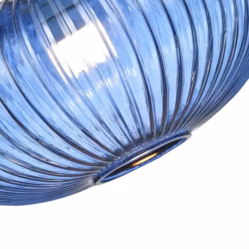 Happy Homewares Modern Oval Ribbed Glass Pendant Lamp Shade in Blue and Green, W: 30 cm, H: 17 cm – 2