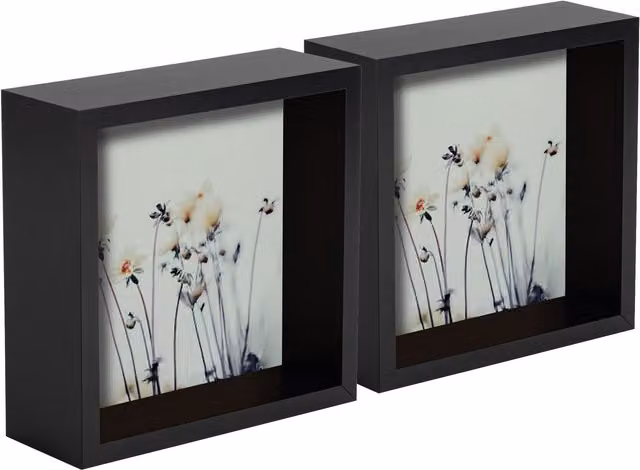 Nicola Spring 3D Shadow Box Photo Frames, Pack of 2, Black, W/D/H: 15 x 15 x 1.65 cm – 3