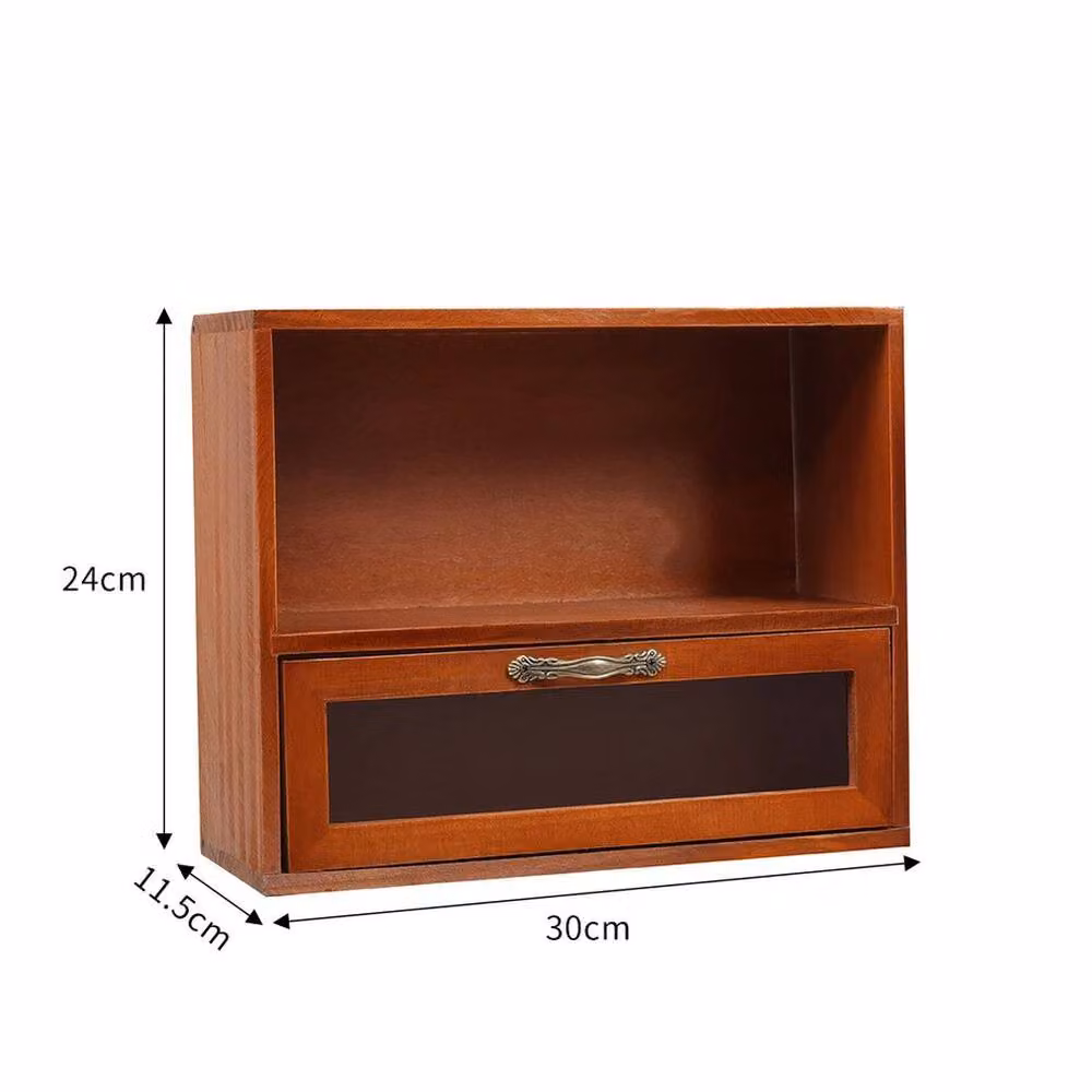 KORVIXA Vintage Wooden Desk Organiser Small Shelf in Brown W/D/H: 90.0 x 90.0 x 24.0 cm – 2