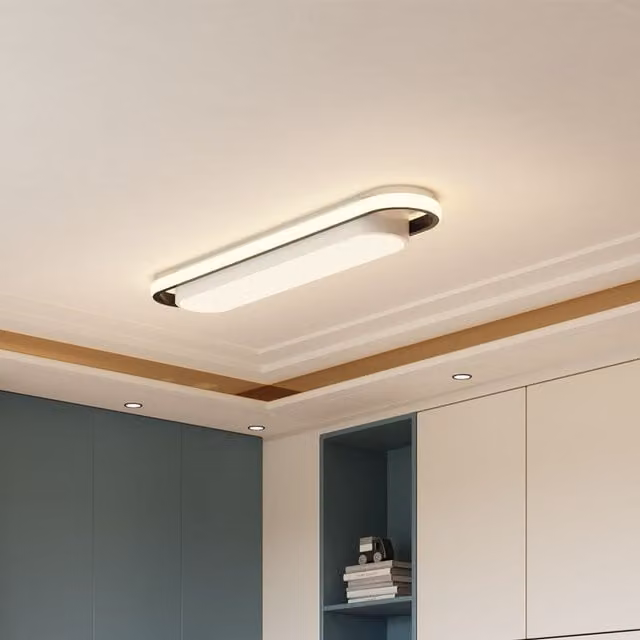 Livingandhome Modern Rectangular Dimmable LED Ceiling Light, White, W: 60 cm