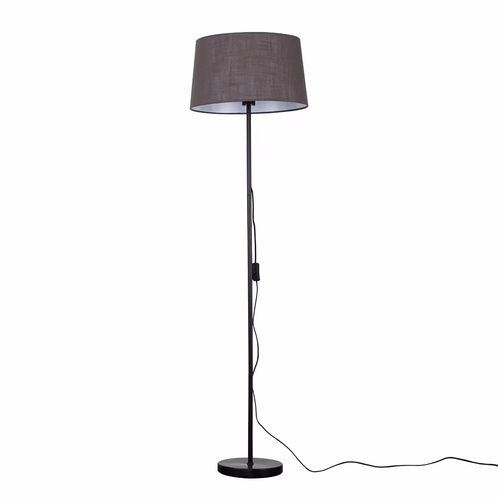 ValueLights Charlie Modern Grey Floor Lamp with Fabric Cone Shade – 2