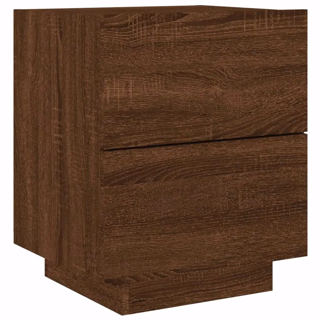 Berkfield Home Modern Bedside Cabinet in Brown Oak with Integrated LED Lighting – 3