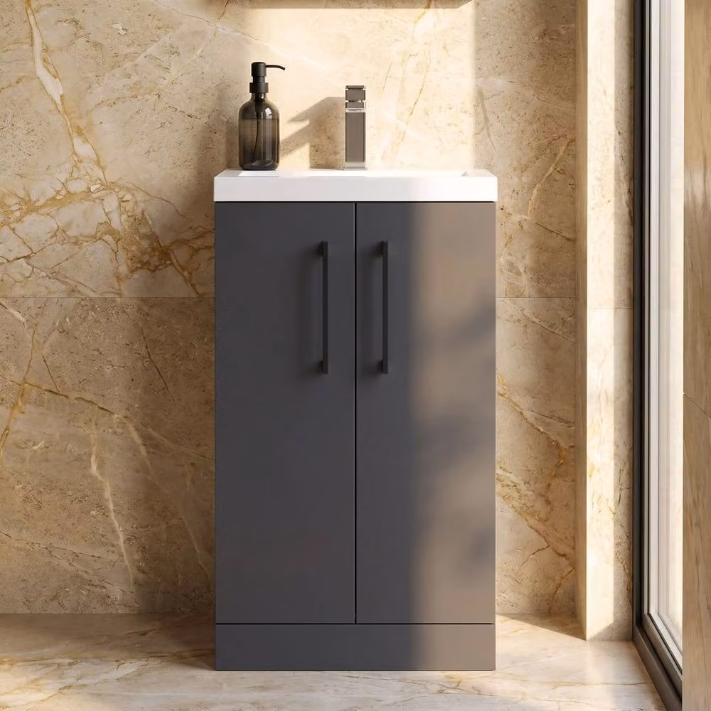 Balterley Modern Freestanding Bathroom Vanity Unit with Basin, W/D/H: 50.5 x 36 x 84 cm, Dark Grey – 3