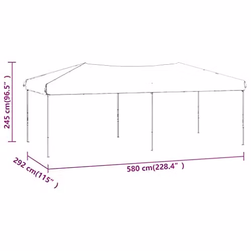 vidaXL Folding Party Tent with Sidewalls in Black and Silver, W: 600 cm, D: 300 cm, H: 245 cm – 4